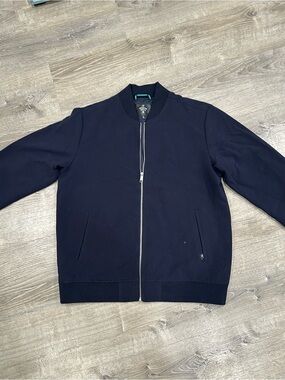 Classic Navy Zip-Up Bomber Sweater for Men
